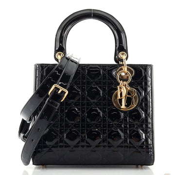 Christian Dior Vintage Lady Dior Bag Cannage Quilt Patent Medium
