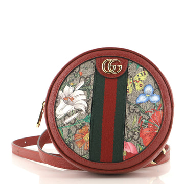 Gucci Ophidia Round Backpack Flora GG Coated Canvas Mini