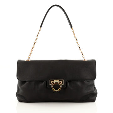 Salvatore Ferragamo W Chain Shoulder Bag Leather Large