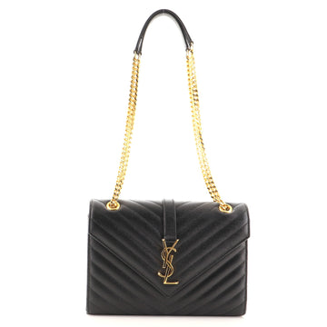 Saint Laurent Classic Monogram Envelope Satchel Matelasse Chevron Leather Medium