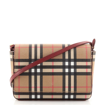 Burberry Hampshire Shoulder Bag Vintage Check Coated Canvas Small