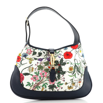 Gucci Jackie Hobo Flora Canvas with Leather Medium