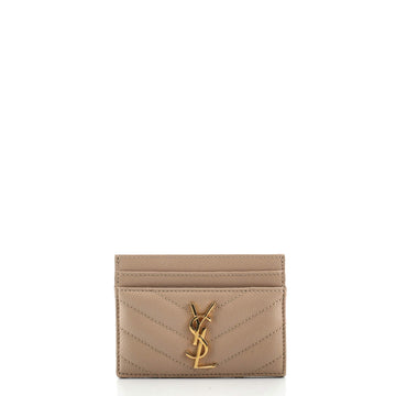 Saint Laurent Classic Monogram Card Holder Matelasse Chevron Leather