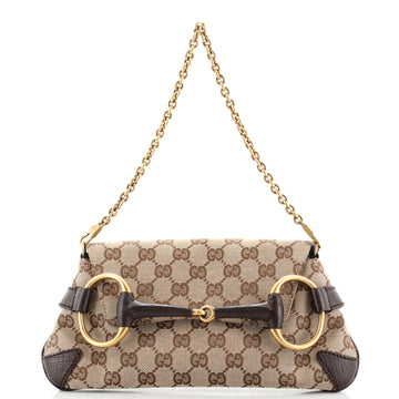 Gucci Horsebit Chain Clutch GG Canvas with Leather Medium