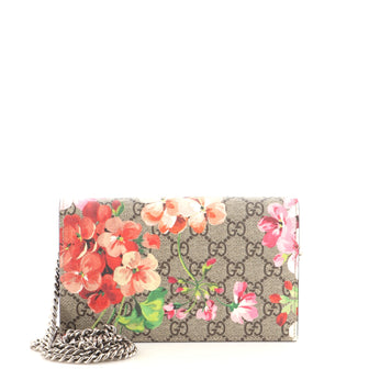 Gucci Chain Wallet Blooms Print GG Coated Canvas