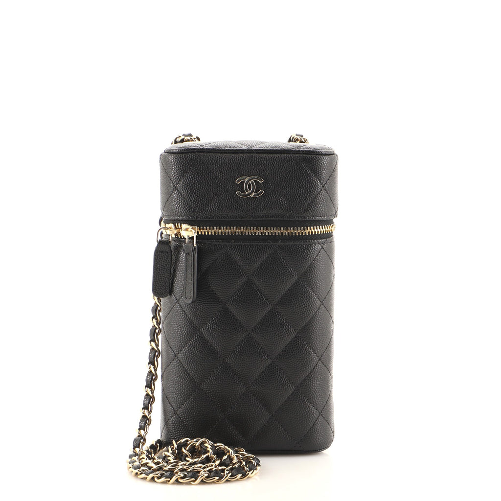 Chanel Classic Vanity Phone Holder with Chain Quilted Caviar Black 1274221