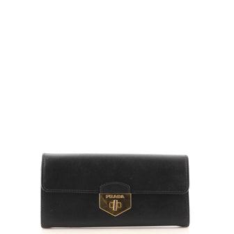 Prada Turn Lock Wallet Saffiano Leather Long
