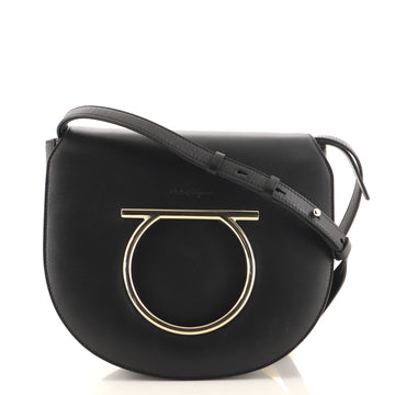 Salvatore Ferragamo Gancini Saddle Flap Bag Leather Small
