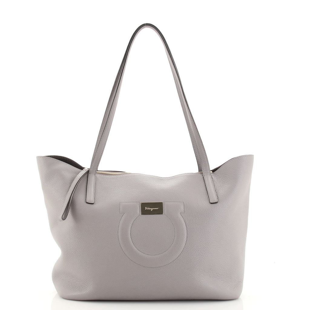 Salvatore Ferragamo City Tote Leather Medium Gray 1274714