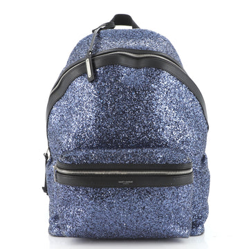 Saint Laurent City Backpack Glitter Canvas Medium