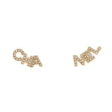 Chanel CHA-NEL Stud Earrings Metal with Crystals