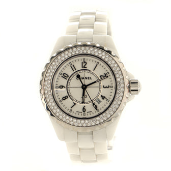 Chanel J12 Quartz Watch Ceramic and Stainless Steel with Diamond Bezel 33