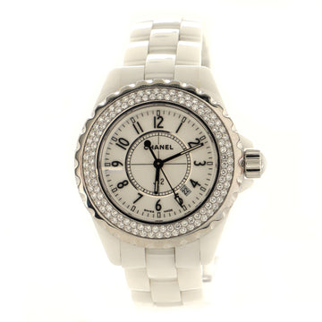 Chanel J12 Quartz Watch Ceramic and Stainless Steel with Diamond Bezel 33