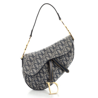 Christian Dior Vintage Saddle Bag Diorissimo Canvas Medium