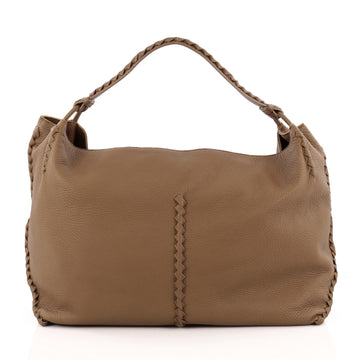 Bottega Veneta Shoulder Bag Cervo Leather with Intrecciato Detail Large