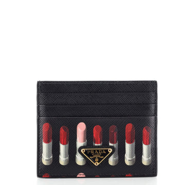 Prada Card Holder Printed Saffiano Leather