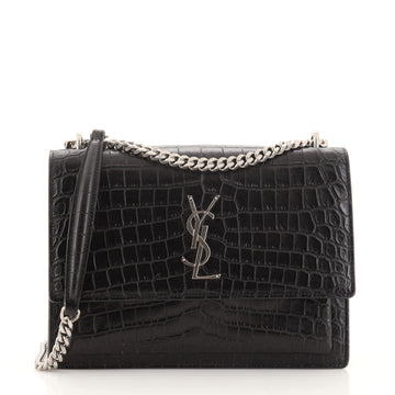 Saint Laurent Sunset Crossbody Bag Crocodile Embossed Leather Medium