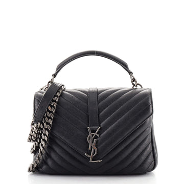 Saint Laurent Classic Monogram College Bag Matelasse Chevron Leather Medium