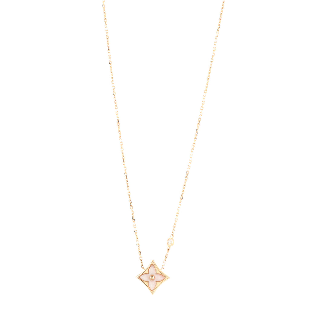Louis Vuitton 18K Diamond & Mother of Pearl Blossom Bb Star Pendant Necklace