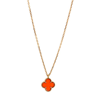 Van Cleef & Arpels Sweet Alhambra Pendant Necklace 18K Rose Gold and Carnelian
