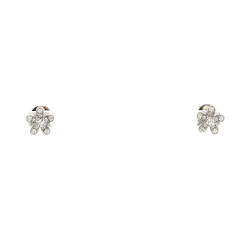 Van Cleef & Arpels Socrate 1 Flower Stud Earrings 18K White Gold with Diamonds