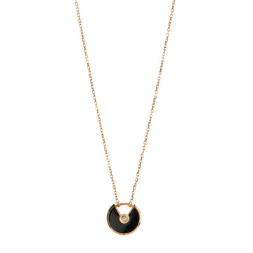 Cartier Amulette de Cartier Pendant Necklace 18K Pink Gold with Onyx and Diamond XS