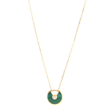 Cartier Amulette de Cartier Pendant Necklace 18K Rose Gold with Malachite and Diamond XS
