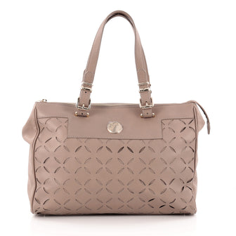 Versace Belted Handle Tote Laser Cut Leather Large