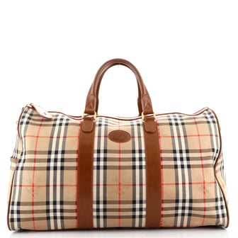 Burberry Vintage Duffle Bag Horseferry Check Canvas Large