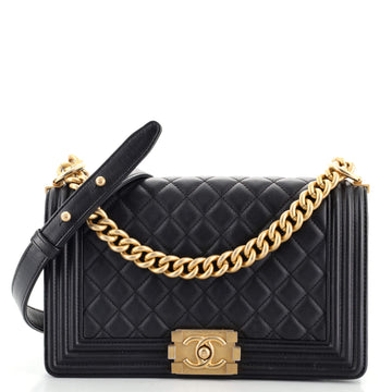 Chanel Boy Flap Bag Quilted Lambskin Old Medium