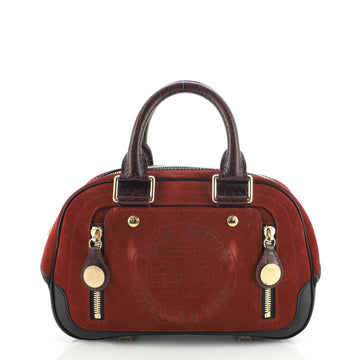 Louis Vuitton Havane Stamped Trunk Bowler Bag Suede PM