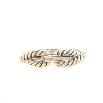 David Yurman Cable Loop Ring Sterling Silver with Pave Diamonds 8mm