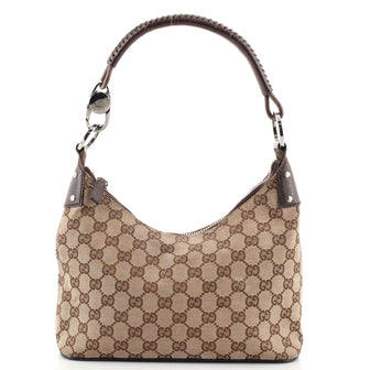 Gucci Ring Handle Zip Hobo GG Canvas Small