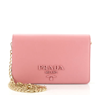 Prada Monochrome Chain Flap Bag Saffiano Leather Small