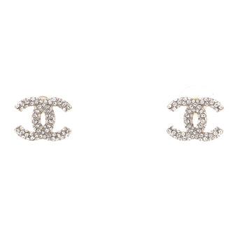 Chanel CC Stud Earrings Metal with Crystals