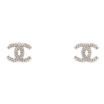 Chanel CC Stud Earrings Metal with Crystals