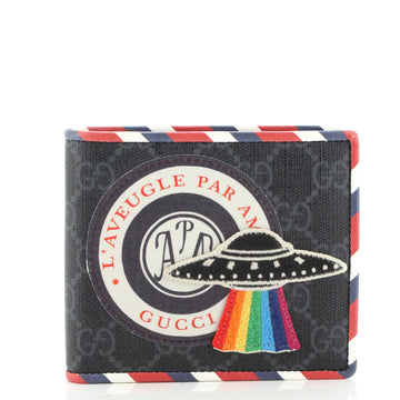 Gucci Night Courrier Bifold Wallet GG Coated Canvas with Applique
