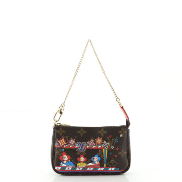 Louis Vuitton Pochette Accessoires Limited Edition Vivienne Xmas Monogram Canvas Mini