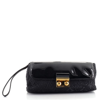Louis Vuitton Pochette Dentelle Clutch Embroidered Satin with Vernis