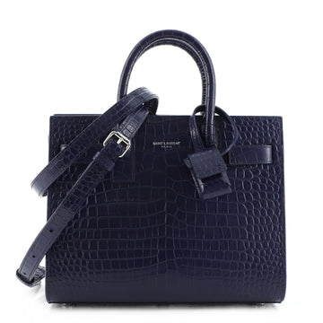 Saint Laurent Sac de Jour NM Bag Crocodile Embossed Leather Nano