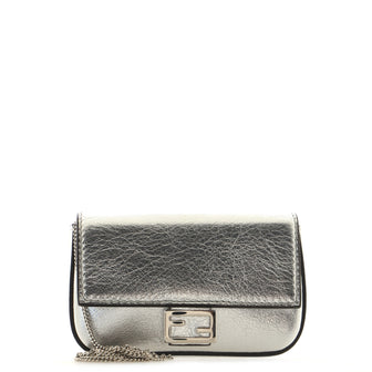 Fendi Chain Baguette Charm Bag Leather Nano