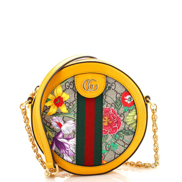 Gucci Ophidia Round Shoulder Bag Flora GG Coated Canvas Mini