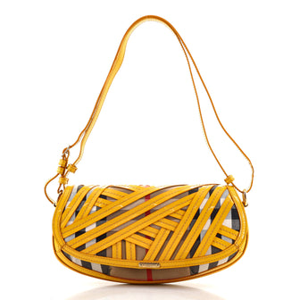 Burberry Lilford Shoulder Bag House Check and Patent Medium