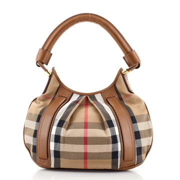 Burberry Phoebe Hobo House Check Canvas and Leather Small