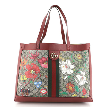 Gucci Ophidia Soft Open Tote Flora GG Coated Canvas East West