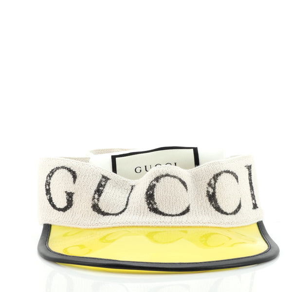 GUCCI Monogram Visor Hat L Beige Blue 1271569