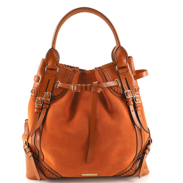 Burberry Bridle Whipstitch Tote Suede with Leather Large