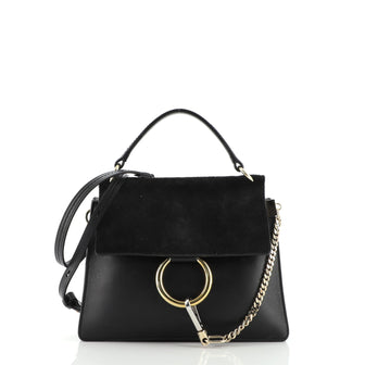 Chloe Faye Top Handle Bag Leather and Suede Small
