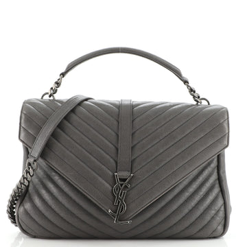 Saint Laurent Classic Monogram College Bag Matelasse Chevron Leather Large