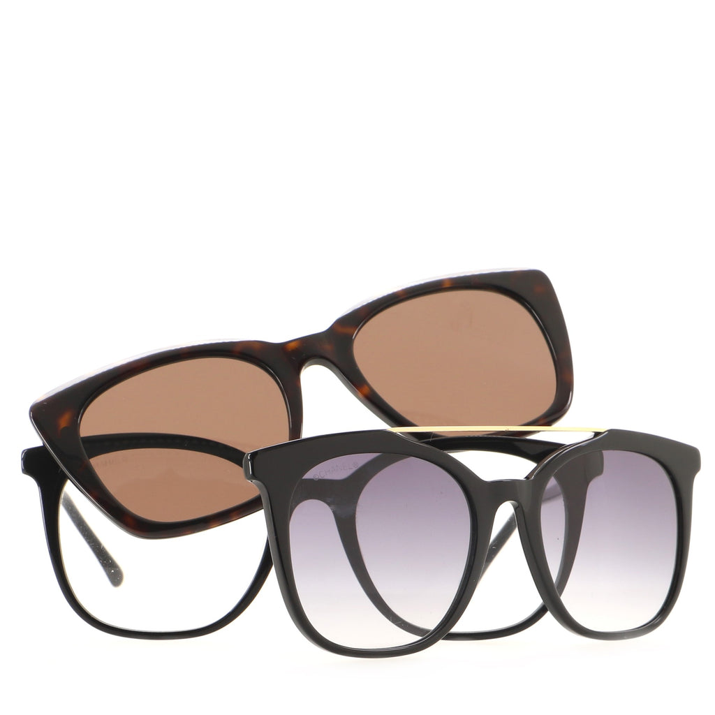 Chanel Clip-On Sunglasses Acetate and Tortoise Black 1280131